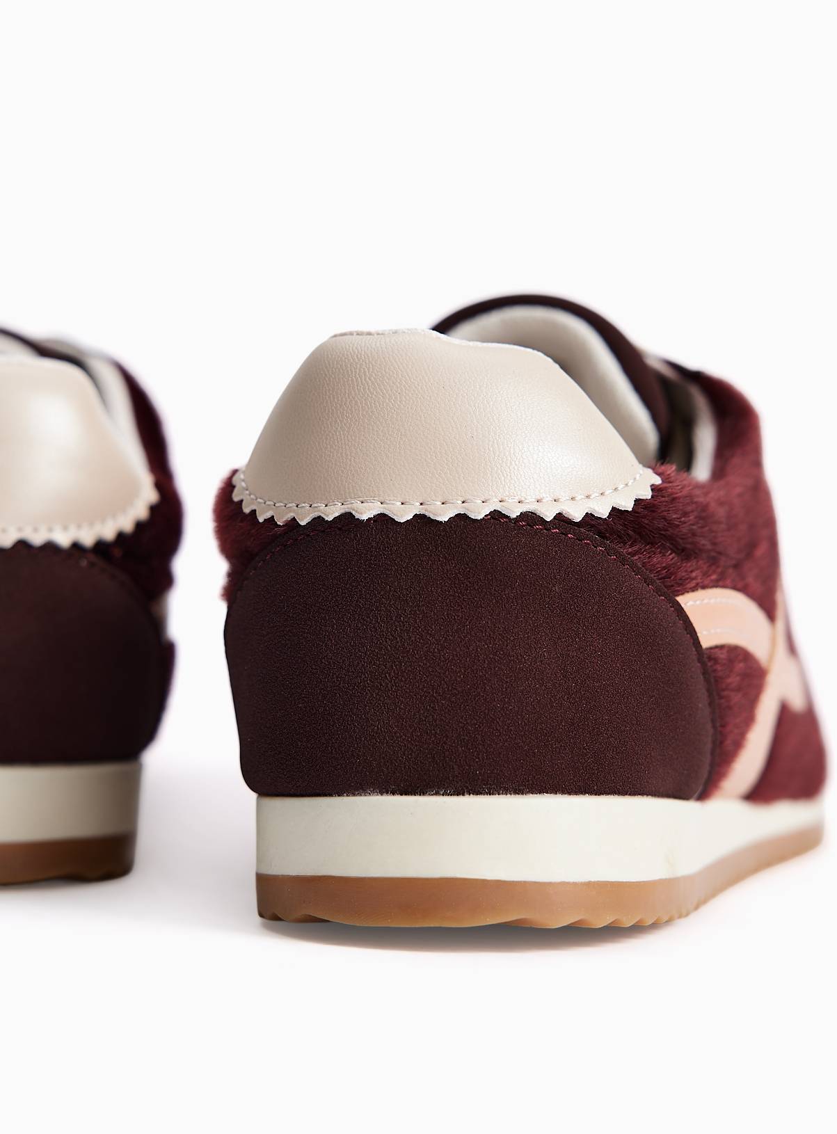 Burgundy Faux Pony Retro-Style Trainers 4 - Image 4